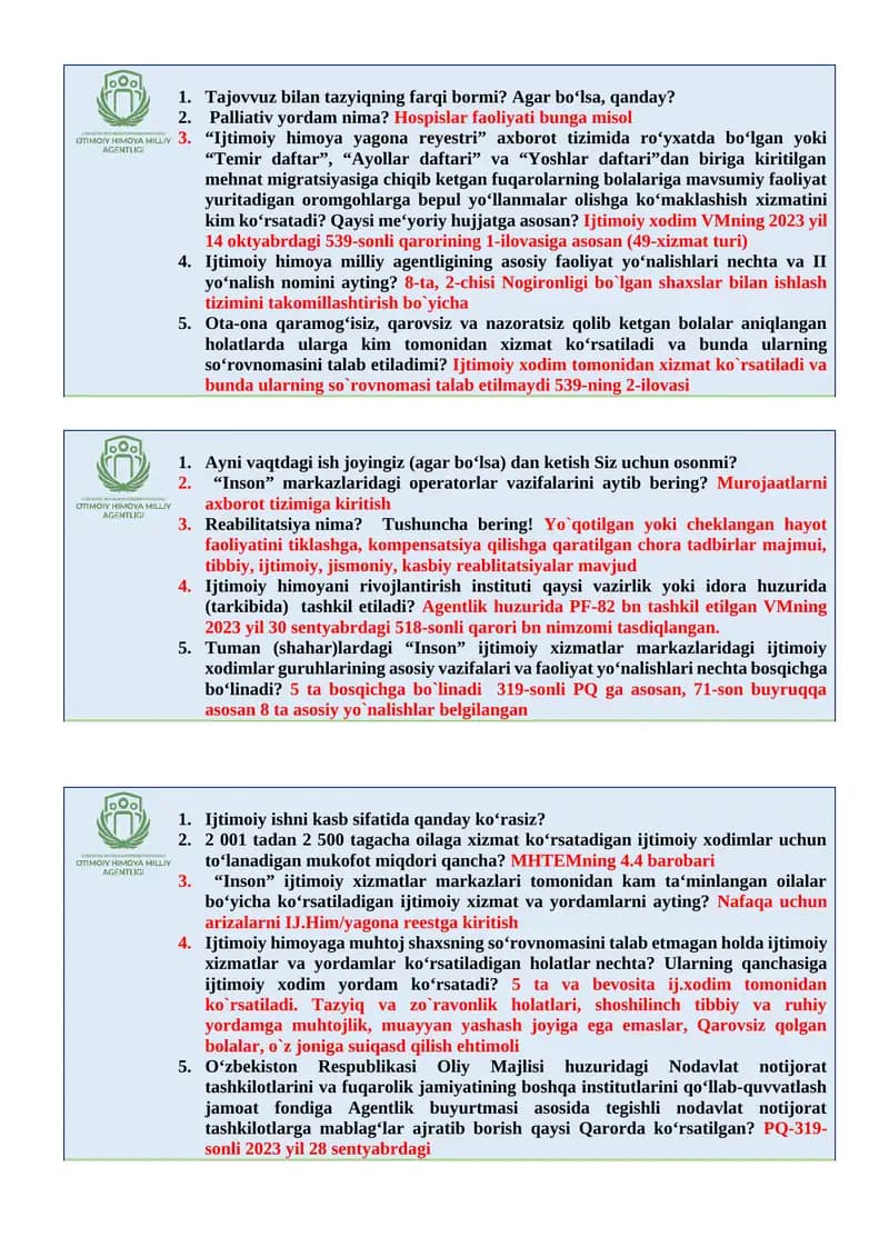 Argos BILETLAR Savollar javoblari bilan