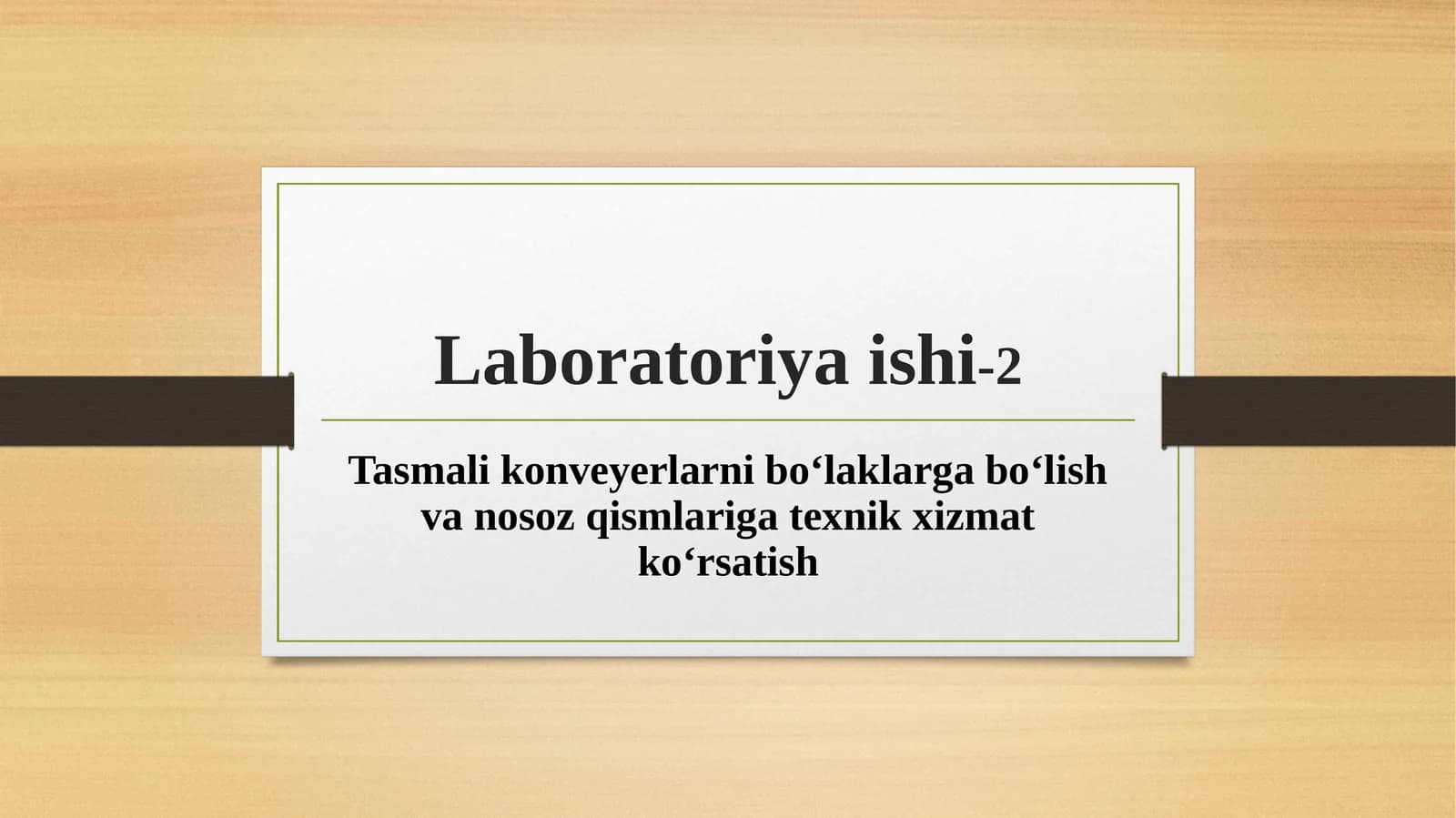 Tasmali konveyerlarni bo‘laklarga bo‘lish va nosoz qismlariga texnik xizmat ko‘rsatish