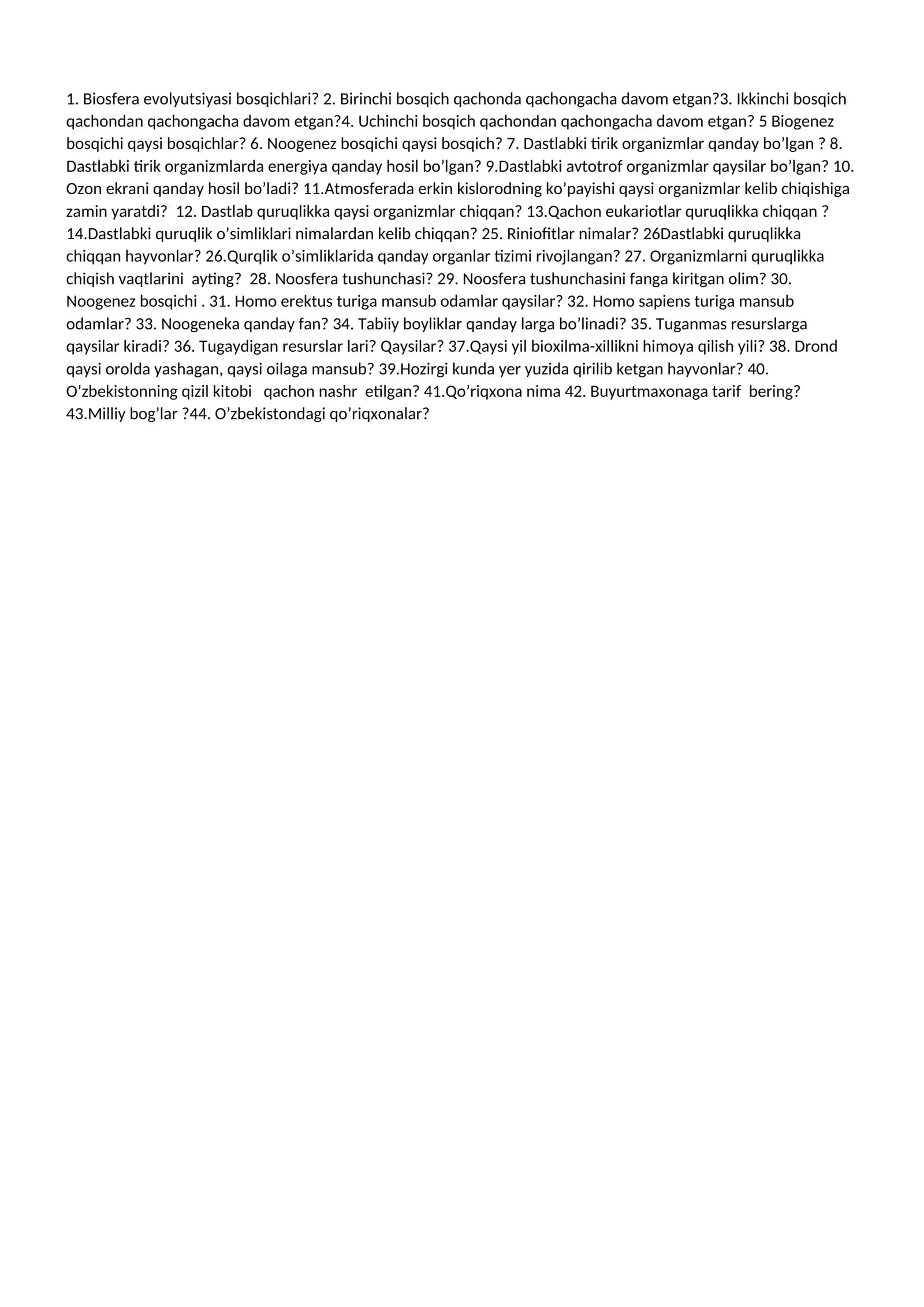 Biosfera evolyutsiyasi bosqichlari