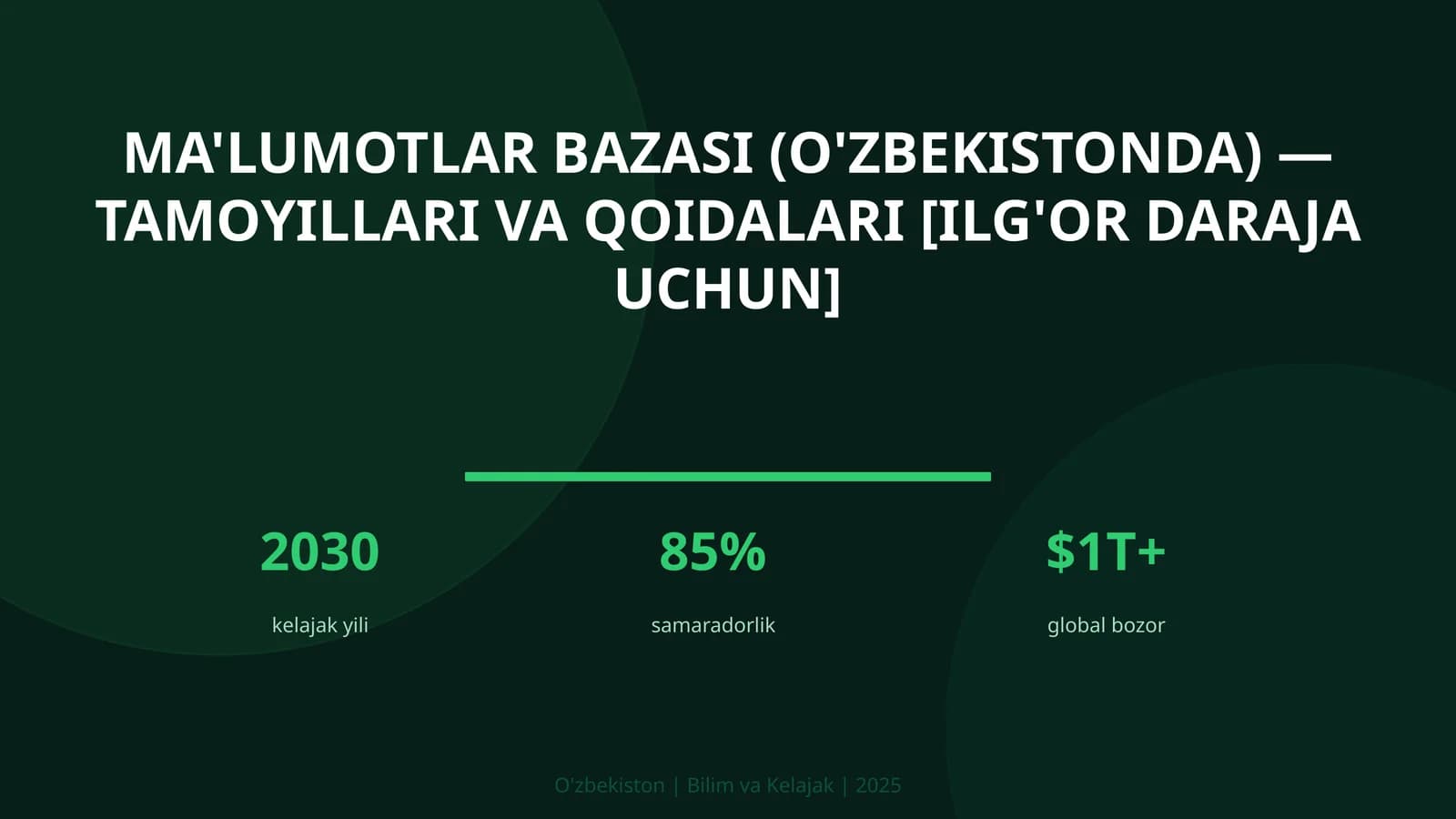 Ma'lumotlar bazasi (O'zbekistonda) — tamoyillari va qoidalari [ilg'or daraja uchun]