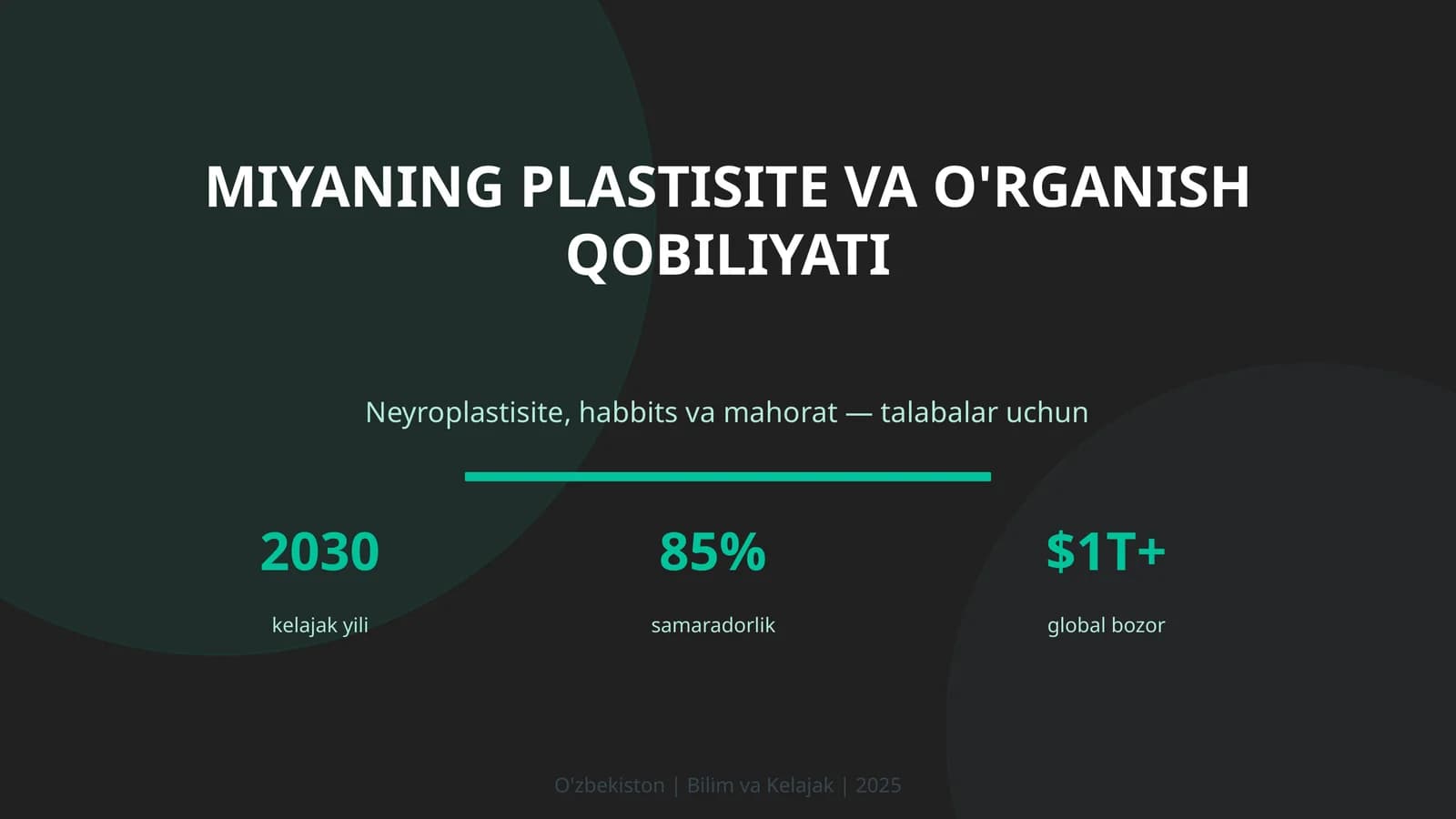 MIYANING PLASTISITE VA O'RGANISH QOBILIYATI