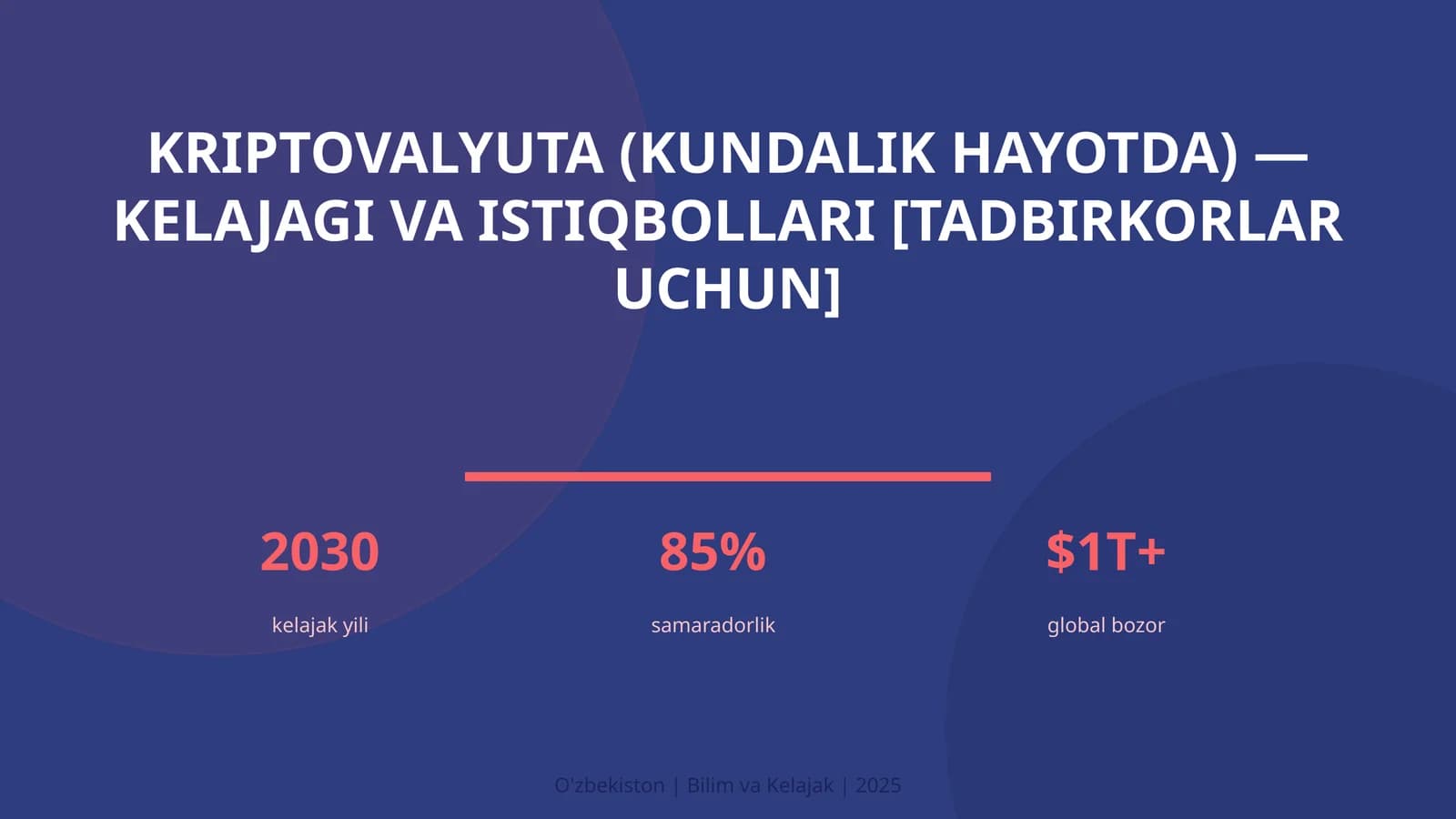 KRIPTOVALYUTA (KUNDALIK HAYOTDA) — KELAJAGI VA ISTIQBOLLARI [TADBIRKORLAR UCHUN]