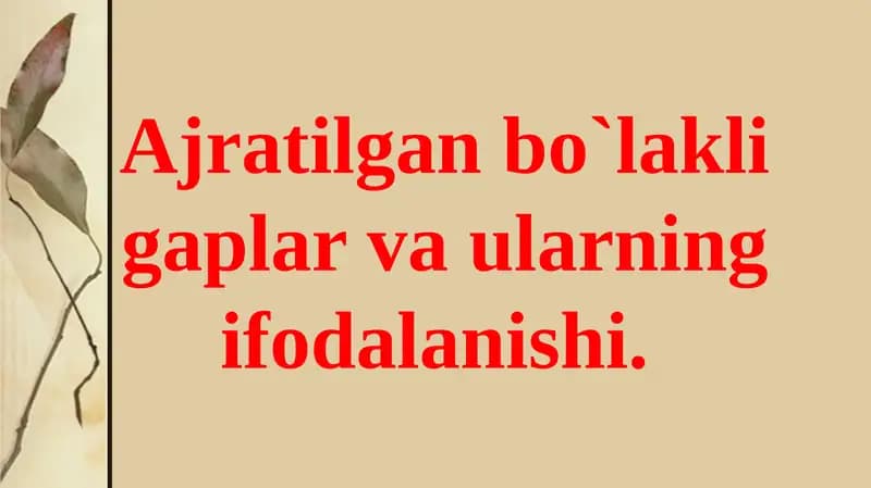 Ajratilgan bo`laklar va ularning ifodalanishi