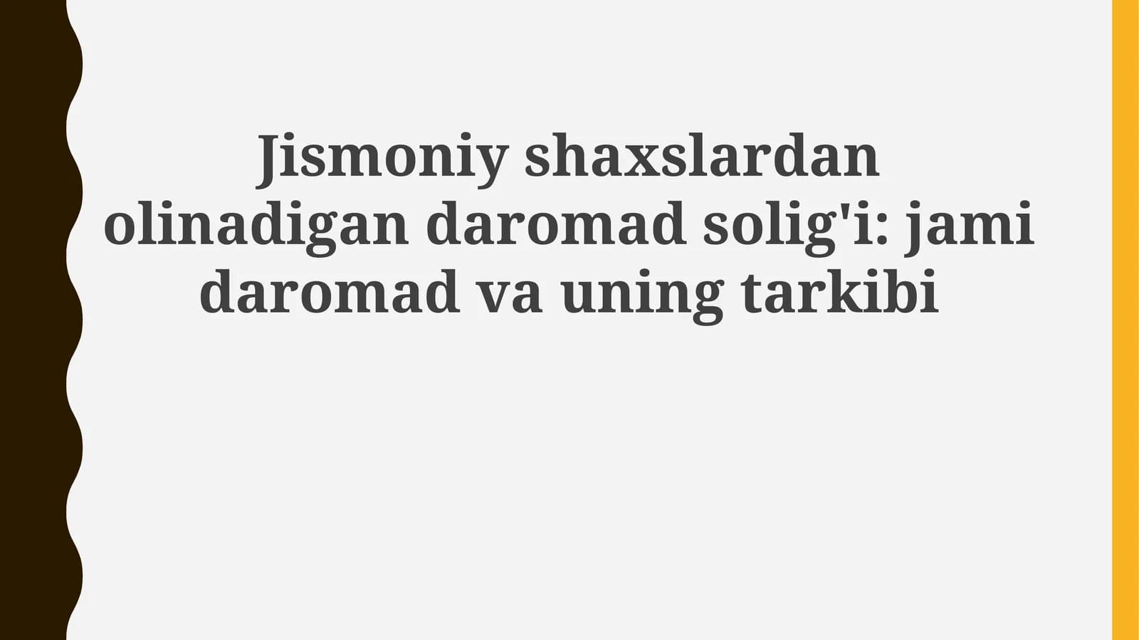 Jismoniyshaxslardanolinadigandaromadsolig'i:jamidaromadvauningtarkibi