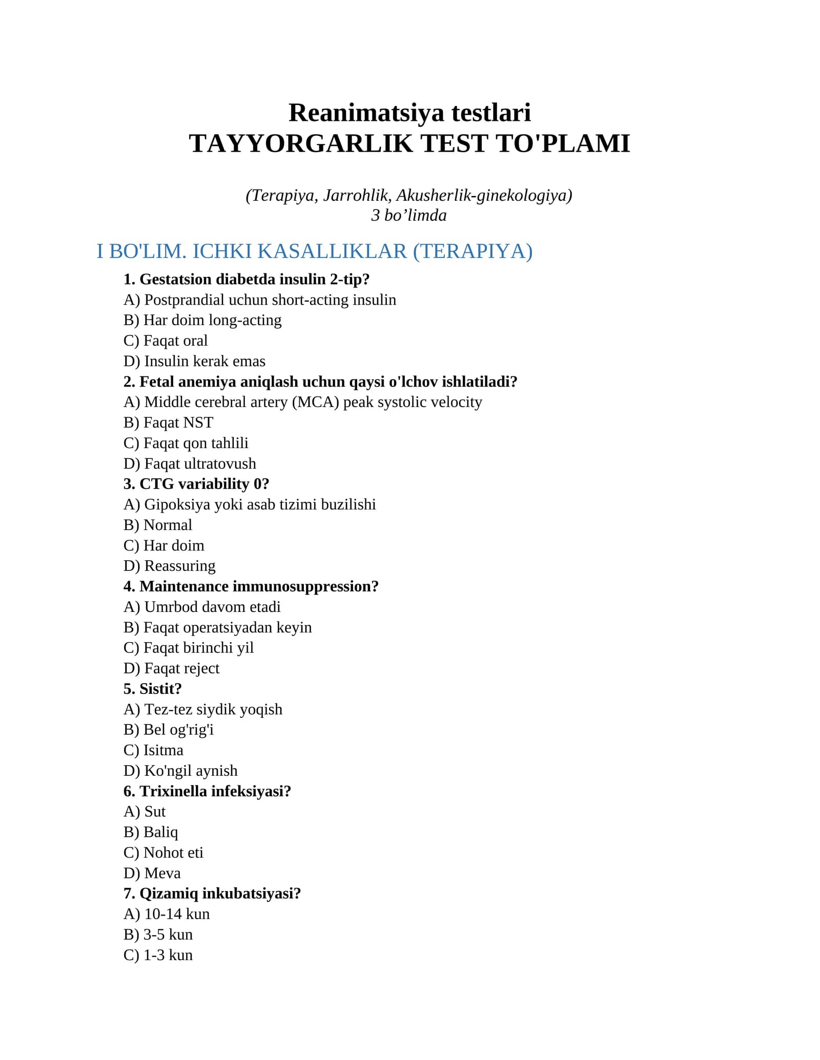 Reanimatsiya testlari