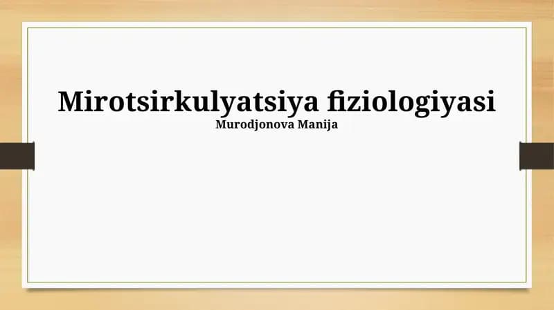 Mirotsirkulyatsiya fiziologiyasi