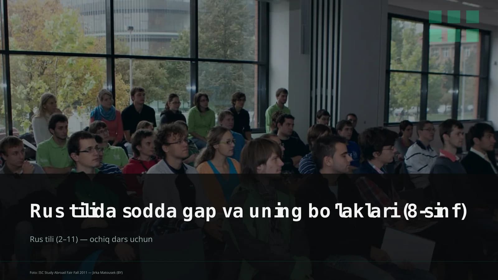 Rus tilida sodda gap va uning bo'laklari (8-sinf)