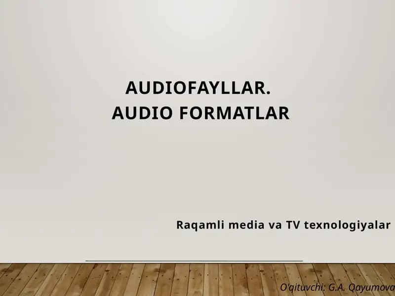Audiofayllar. Audioformatlar