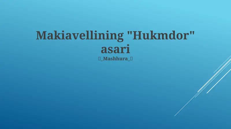 Makiavellining "Hukmdor" asari