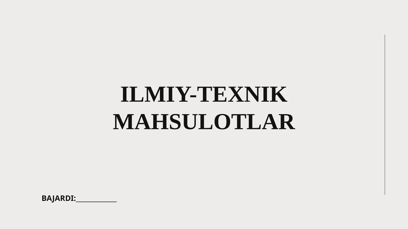 Ilmiy-texnik mahsulotlar bozori