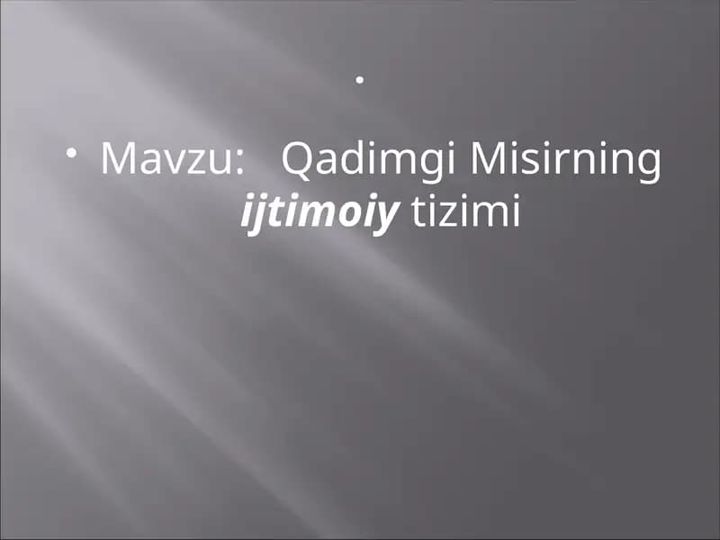 Qadimgi Misirning Ijtimoiy tizimi