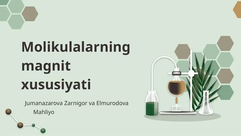 Molekulalarning magnit xususiyati
