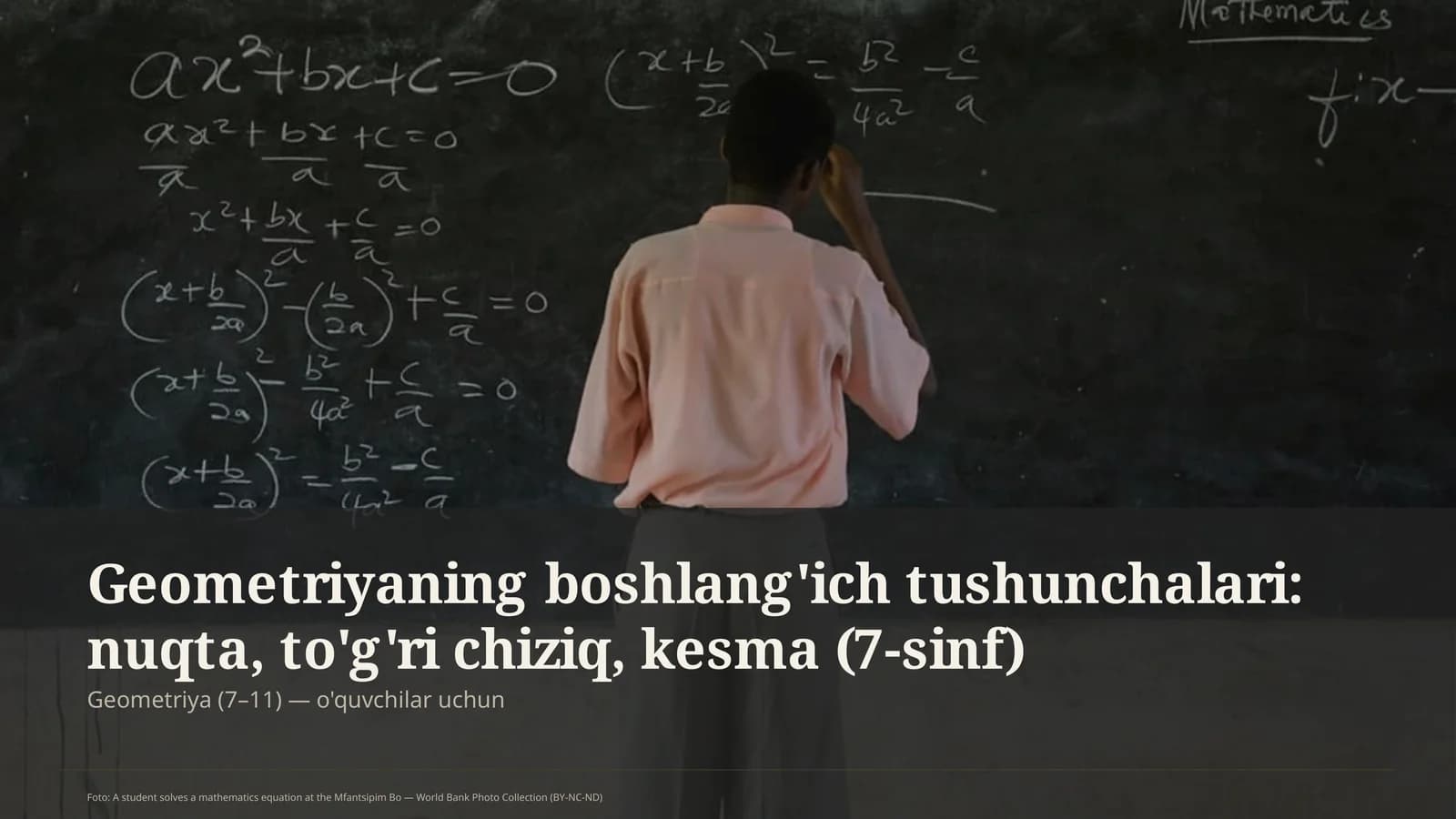 Geometriyaning boshlang'ich tushunchalari: nuqta, to'g'ri chiziq, kesma (7-sinf)