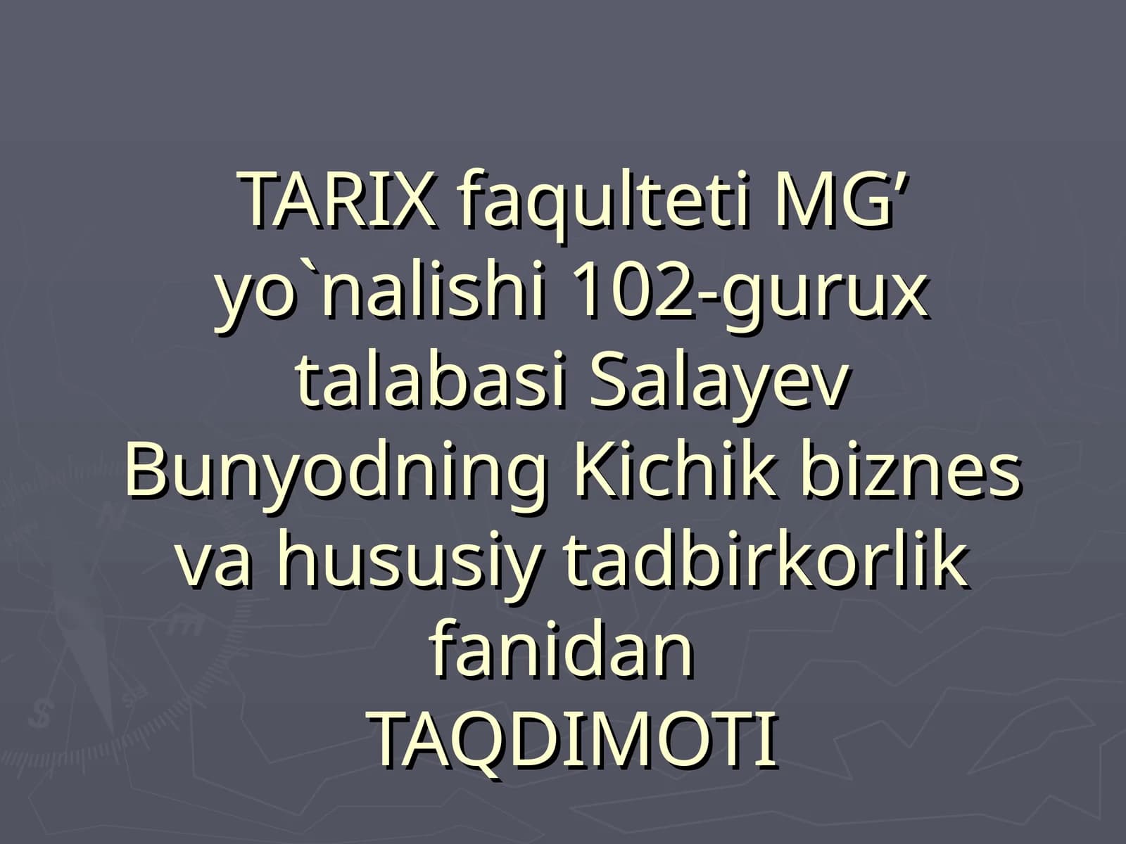 TAQDIMOTI Soliq budjet siyosatni liberallashtirish