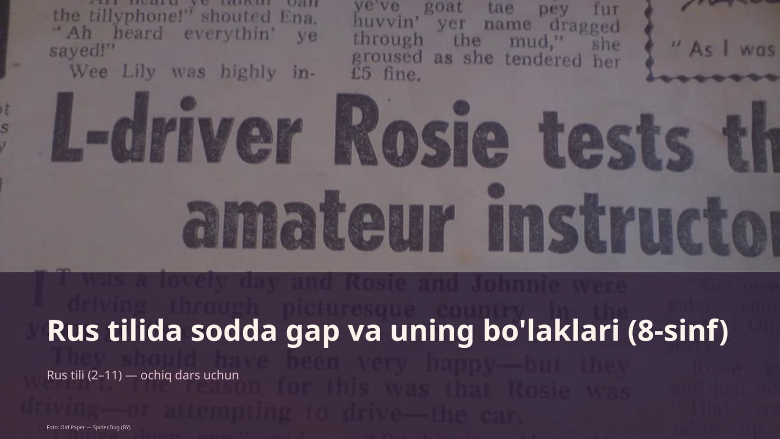 Rus tilida sodda gap va uning bo'laklari (8-sinf)