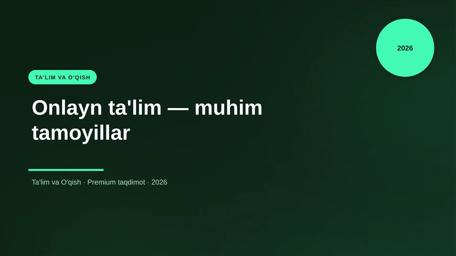 Onlayn ta'lim — muhim tamoyillar
