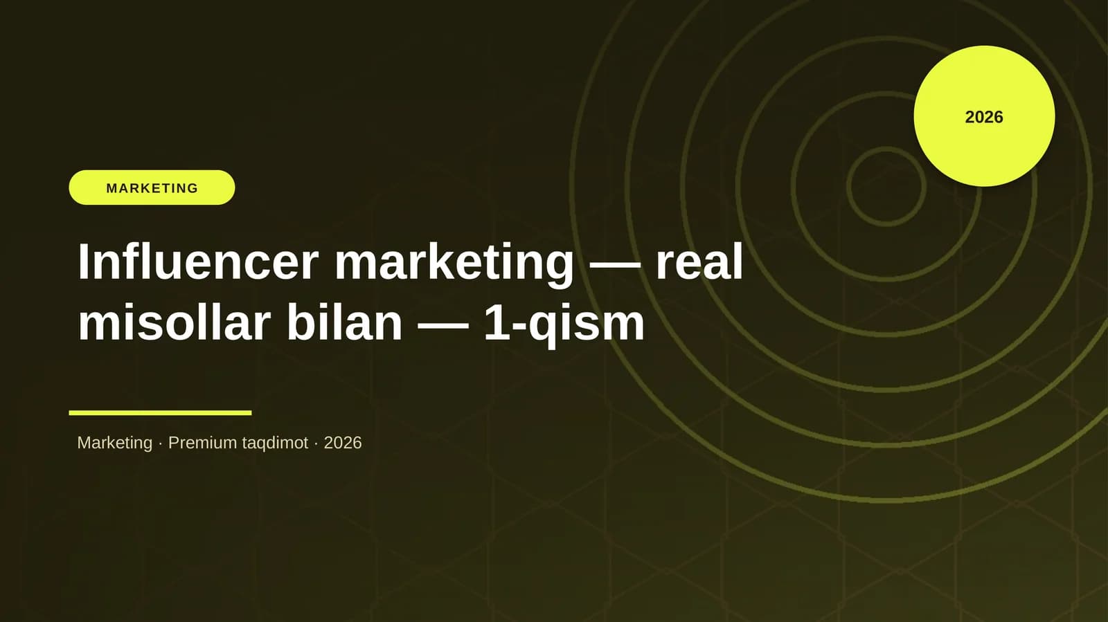 Influencer marketing — real misollar bilan — 1-qism
