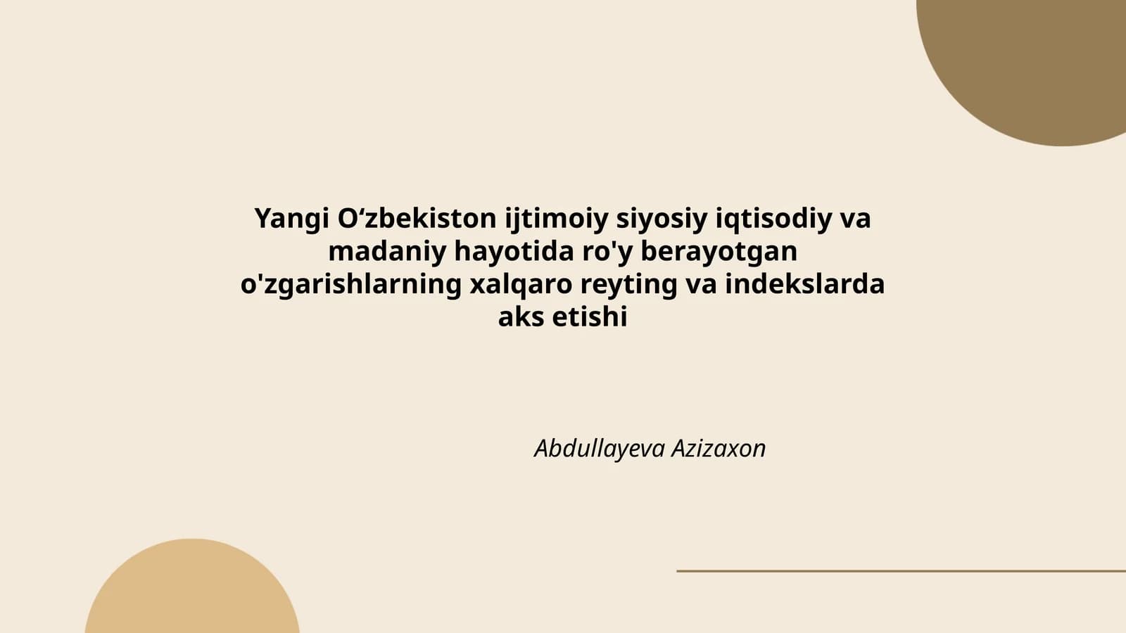 Yangi O‘zbekiston ijtimoiy siyosiy iqtisodiy va madaniy hayotida ro'y berayotgan o'zgarishlarning xalqaro reyting va indekslarda aks etishi