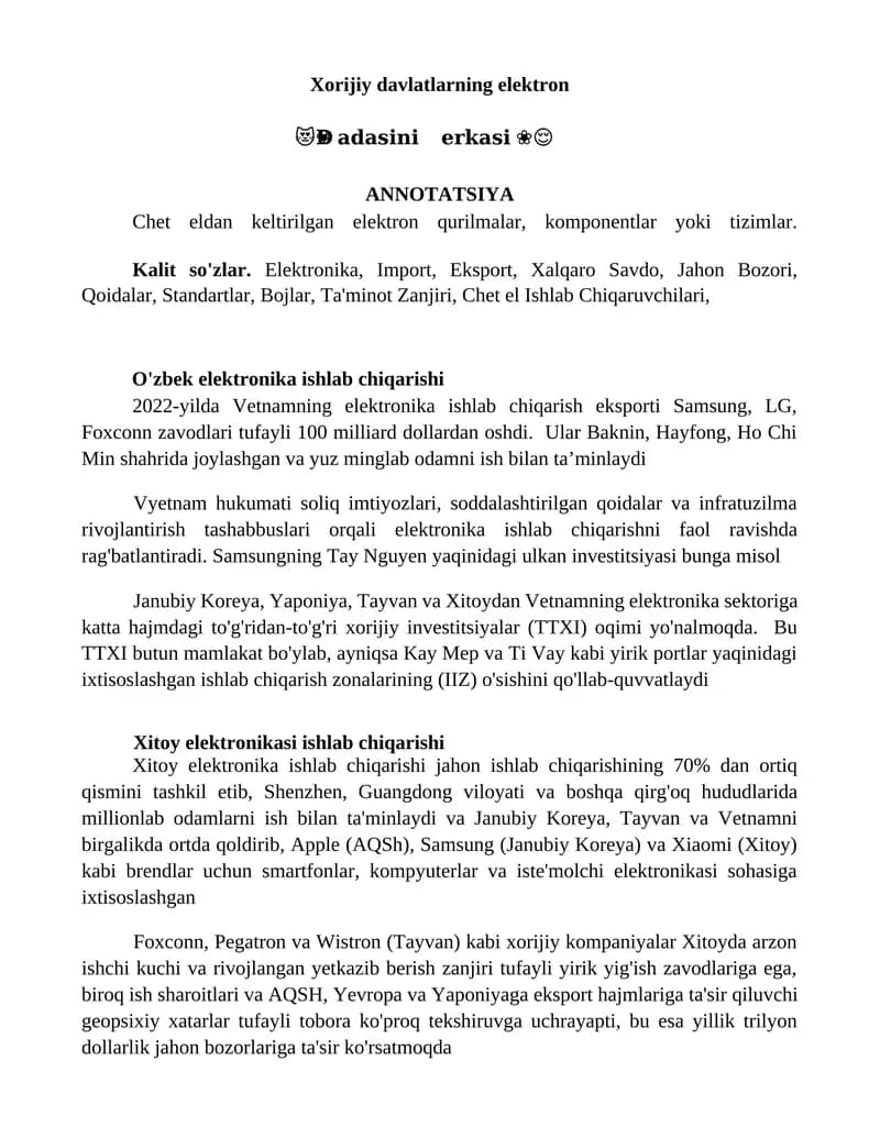 Xorijiy davlatlarning elektron