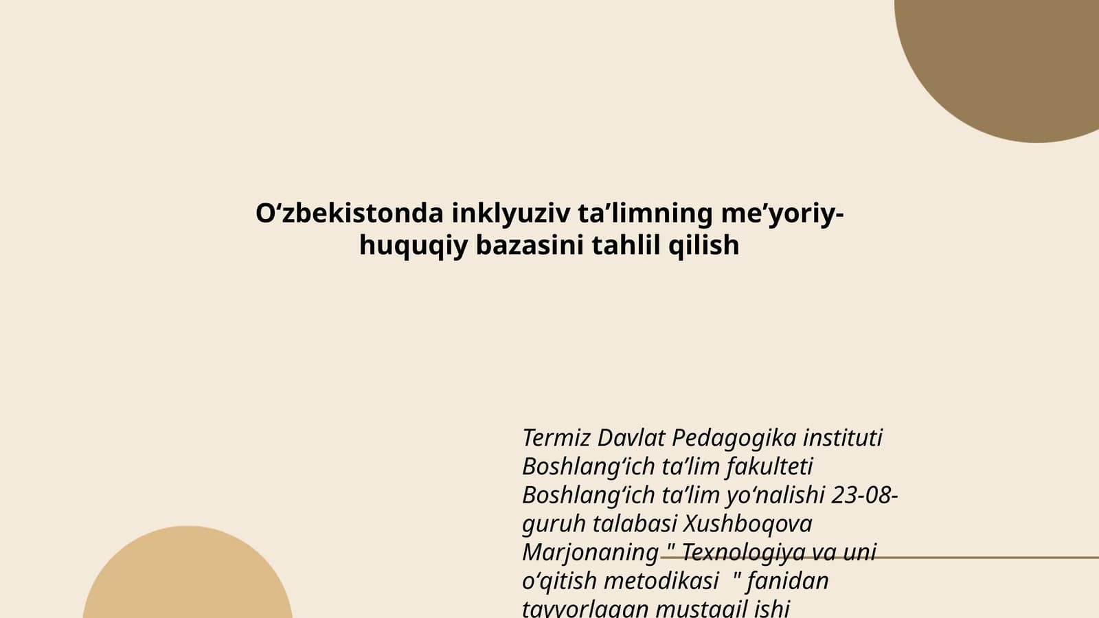 Texnologiya va uni oʻqitish metodikasi