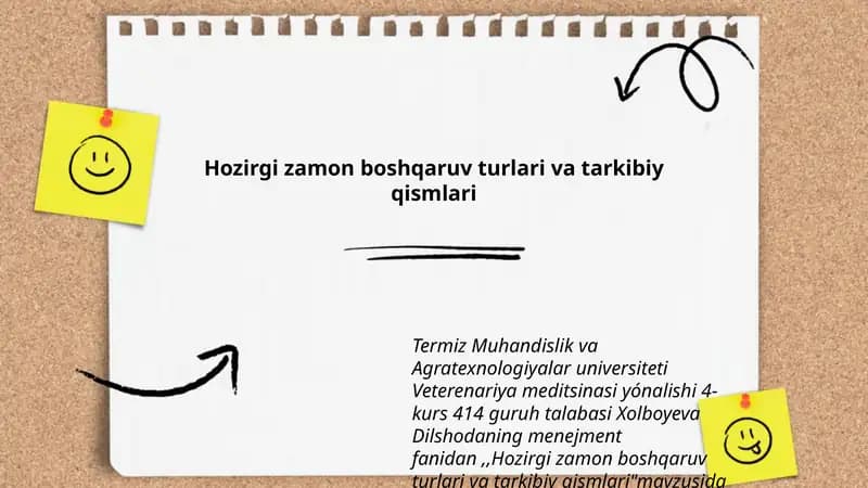 Hozirgi zamon boshqaruv turlari va tarkibiy qismlari