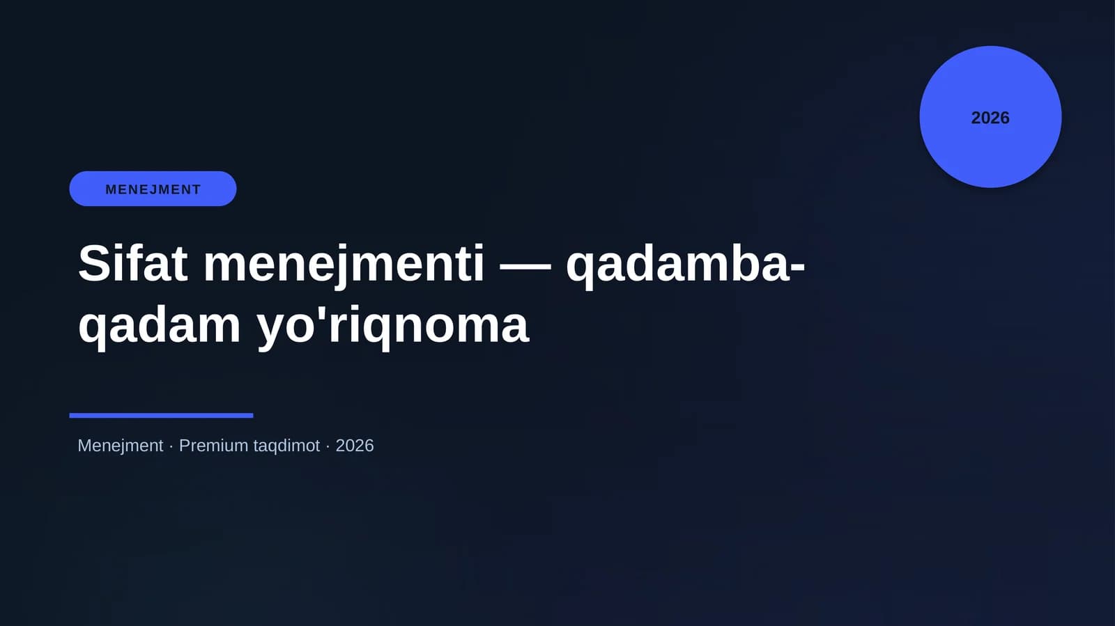 Sifat menejmenti — qadamba-qadam yo'riqnoma