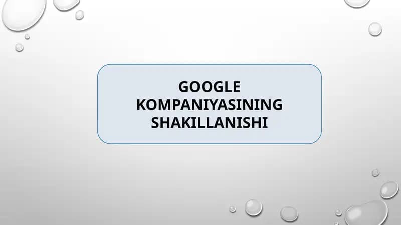 Google KOMPANIYASINING SHAKILLANISHI
