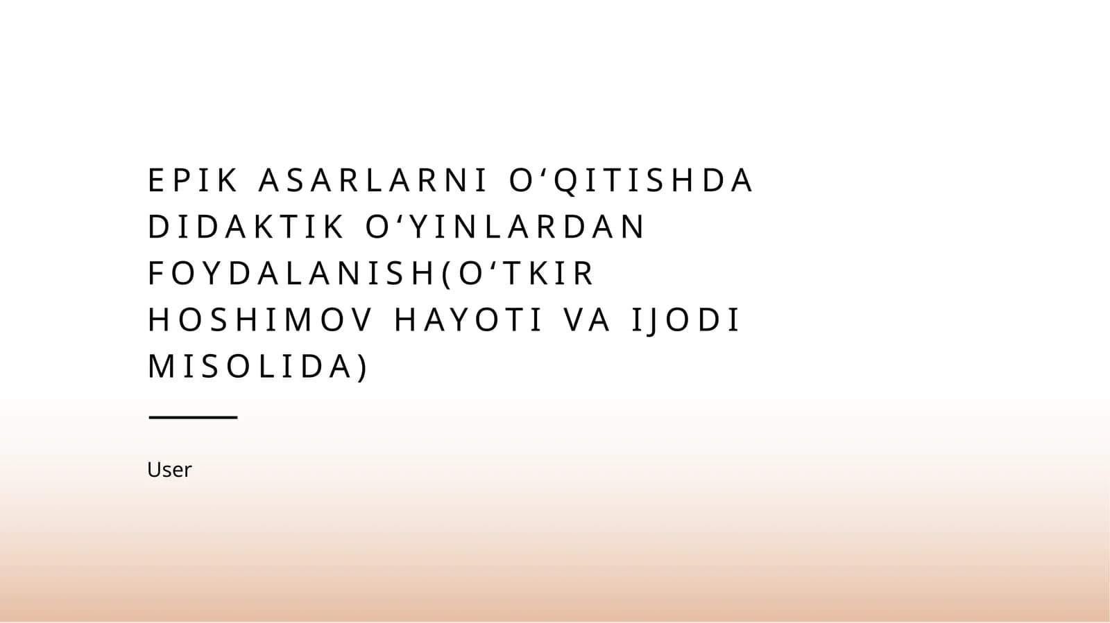 Epik asarlarni oʻqitishda didaktik oʻyinlardan foydalanish(Oʻtkir Hoshimov hayoti va ijodi misolida)