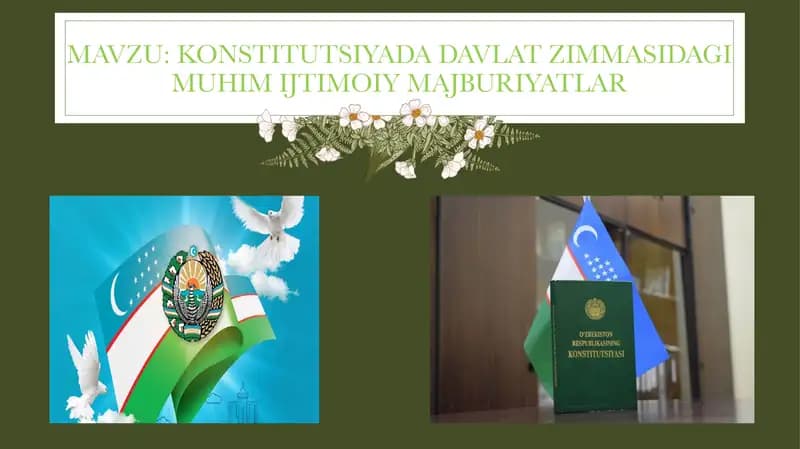 Konstitutsiyada davlat zimmasidagi muhim ijtimoiy majburiyatlar