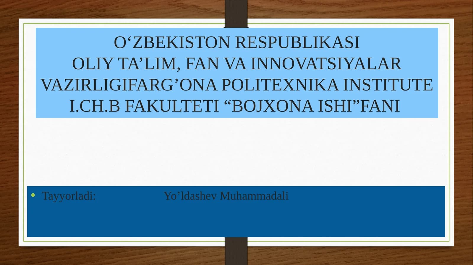 BOJXONA ISHI