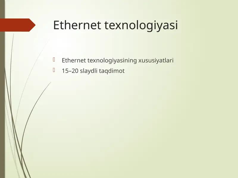 Ethernet texnologiyasi