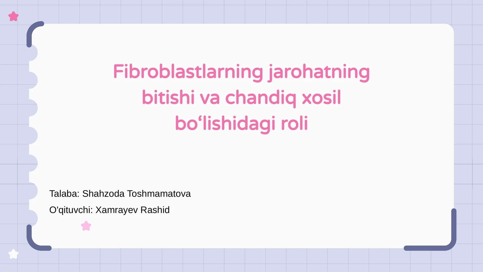 Fibroblastlarning jarohatning bitishi va chandiq xosil bo‘lishidagi roli
