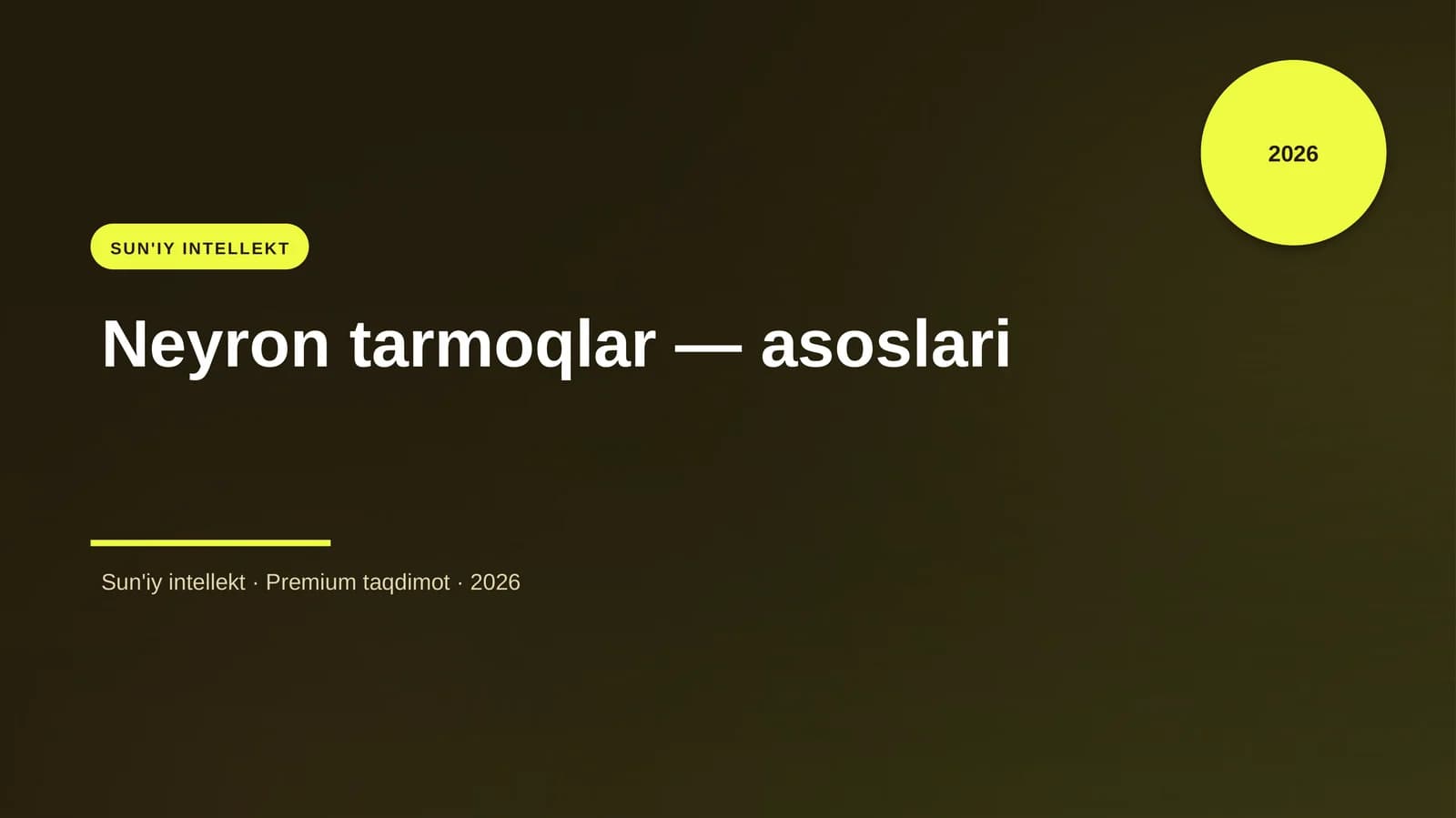Neyron tarmoqlar — asoslari