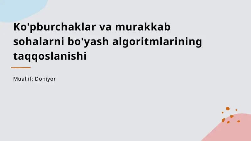 Algoritmni tahlil qilish va taqqoslash