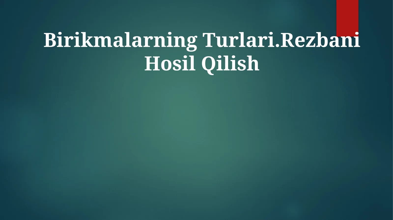 Birikmalarning Turlari.Rezbani Hosil Qilish