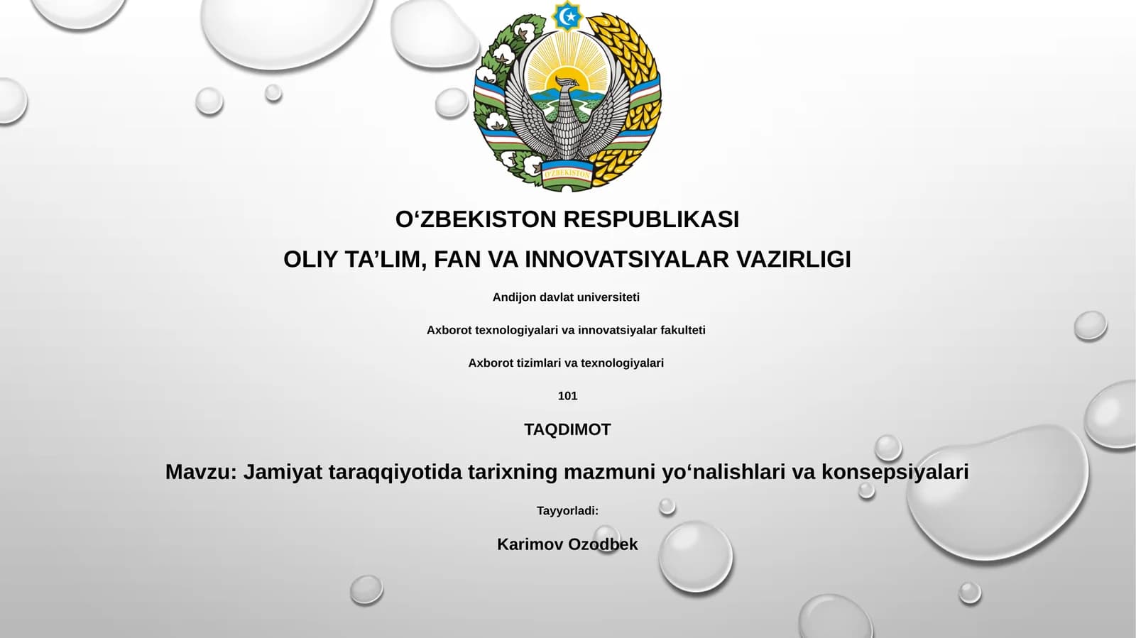 Jamiyat taraqqiyotida tarixning mazmuni yoʻnalishlari va konsepsiyalari