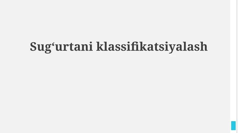 Sug'urtani klassifikatsiyalash