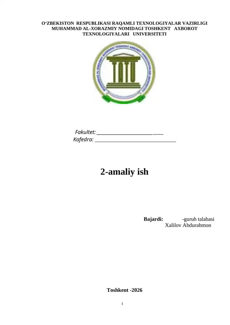 Klassik shifrlash algoritmlarini ishlash tartibini o‘rganish, Operatsion tizimda (Windows OT) parolga asoslangan autentifikatsiya mexanizmini o‘rnatish va sozlashni o‘rganish