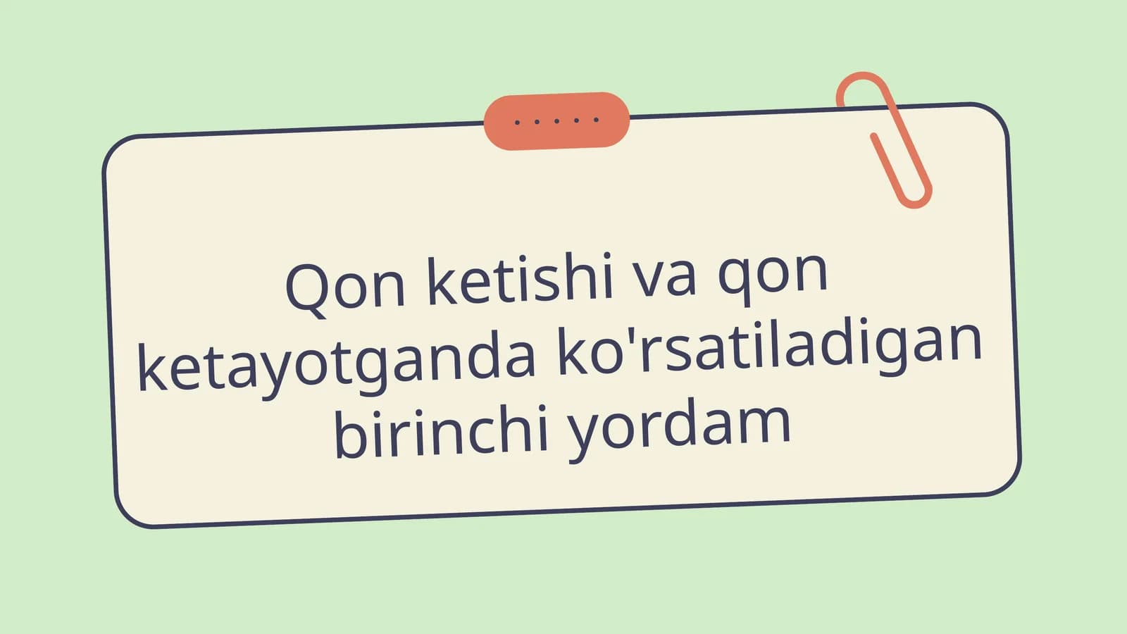 Qon ketishi va qon ketayotganda ko'rsatiladigan birinchi yordam