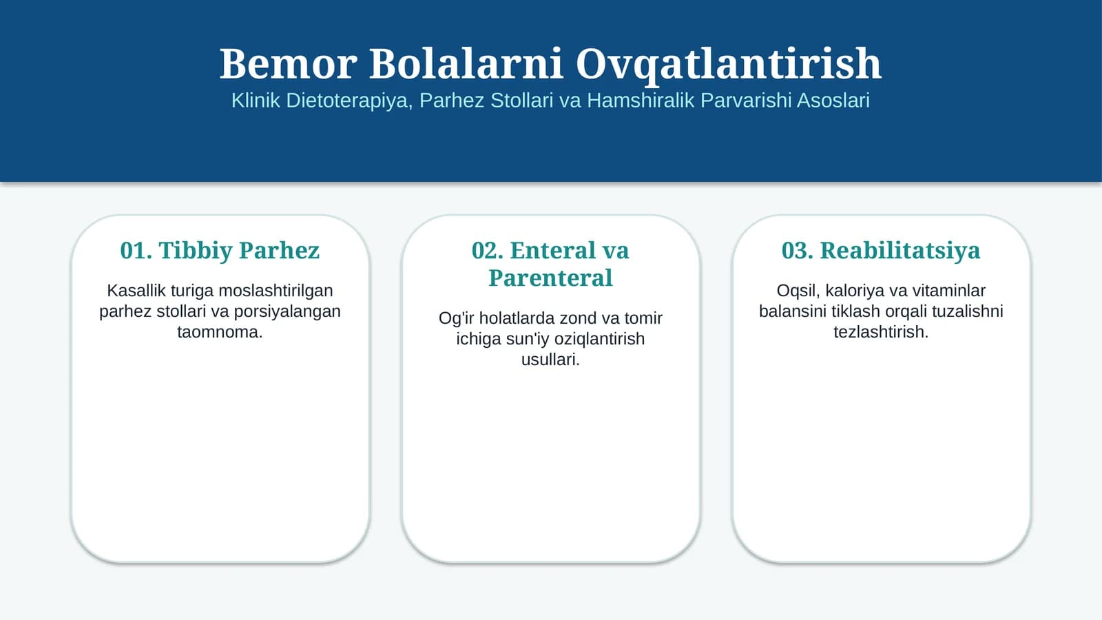 Bemor bolalarni ovqatlantirish — 15 slaydli taqdimot