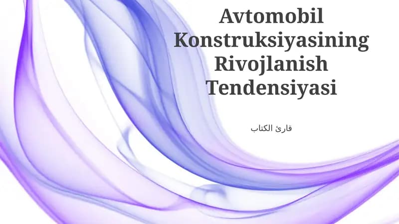 Avtomobil Konstruksiyasining Rivojlanish Tendensiyasi