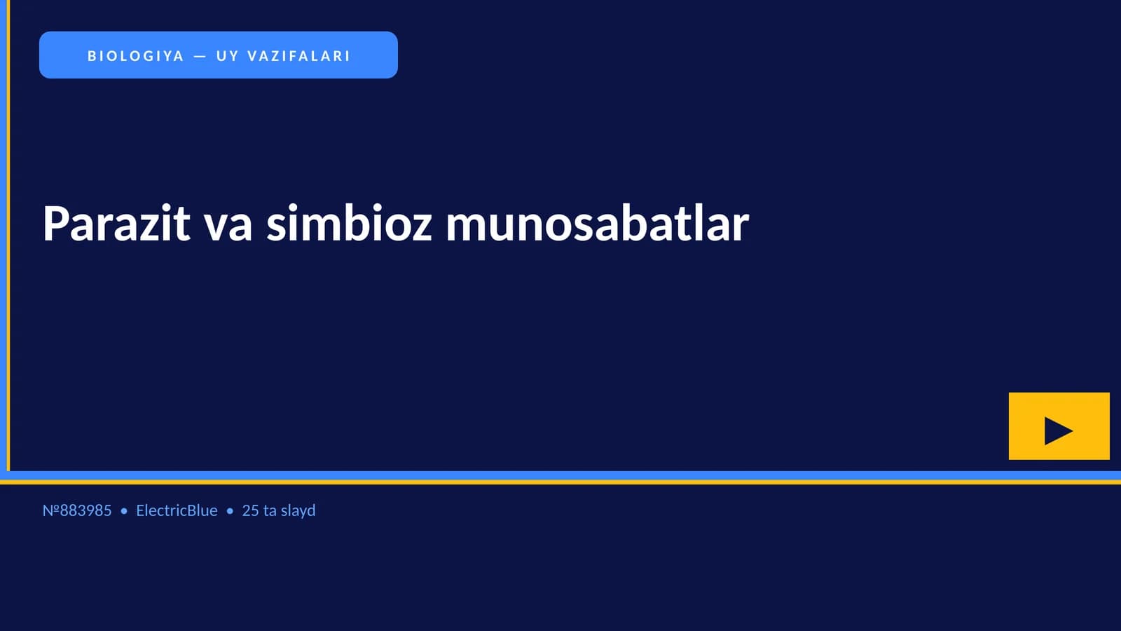 BIOLOGIYA — UY VAZIFALARI
