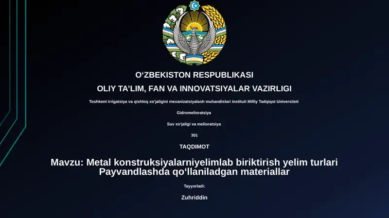 Metal konstruksiyalarniyelimlab biriktirish yelim turlari Payvandlashda qo‘llaniladgan materiallar