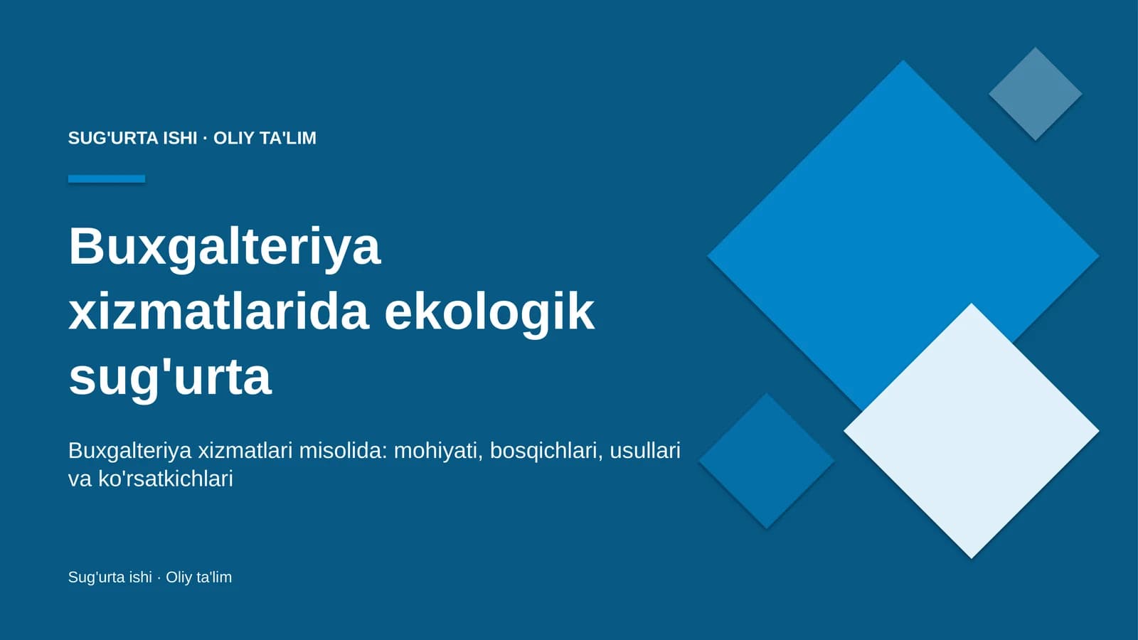 Ekologik sug'urta: mohiyati