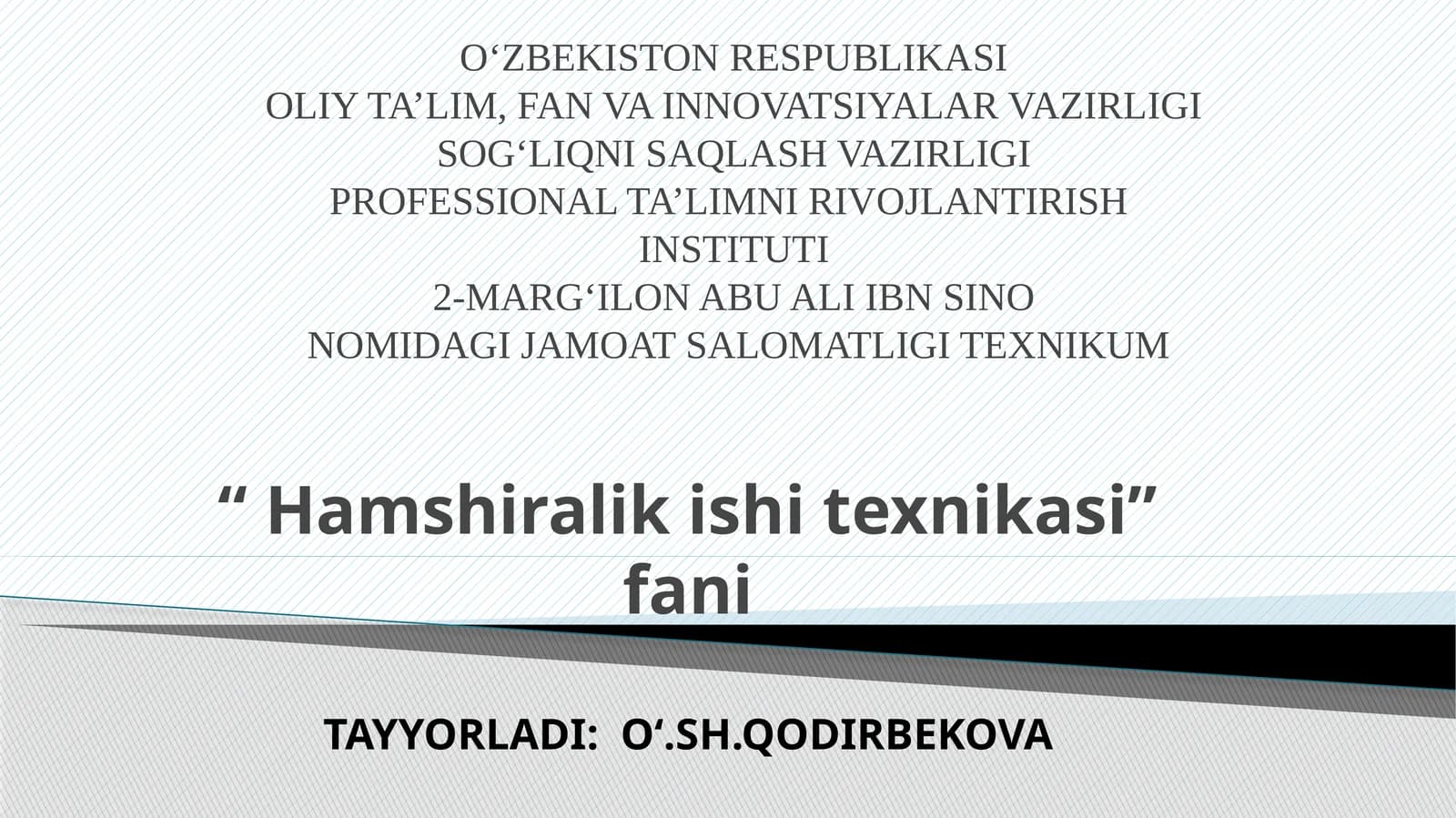 Bemorlarning shaxsiy gigiyenasi