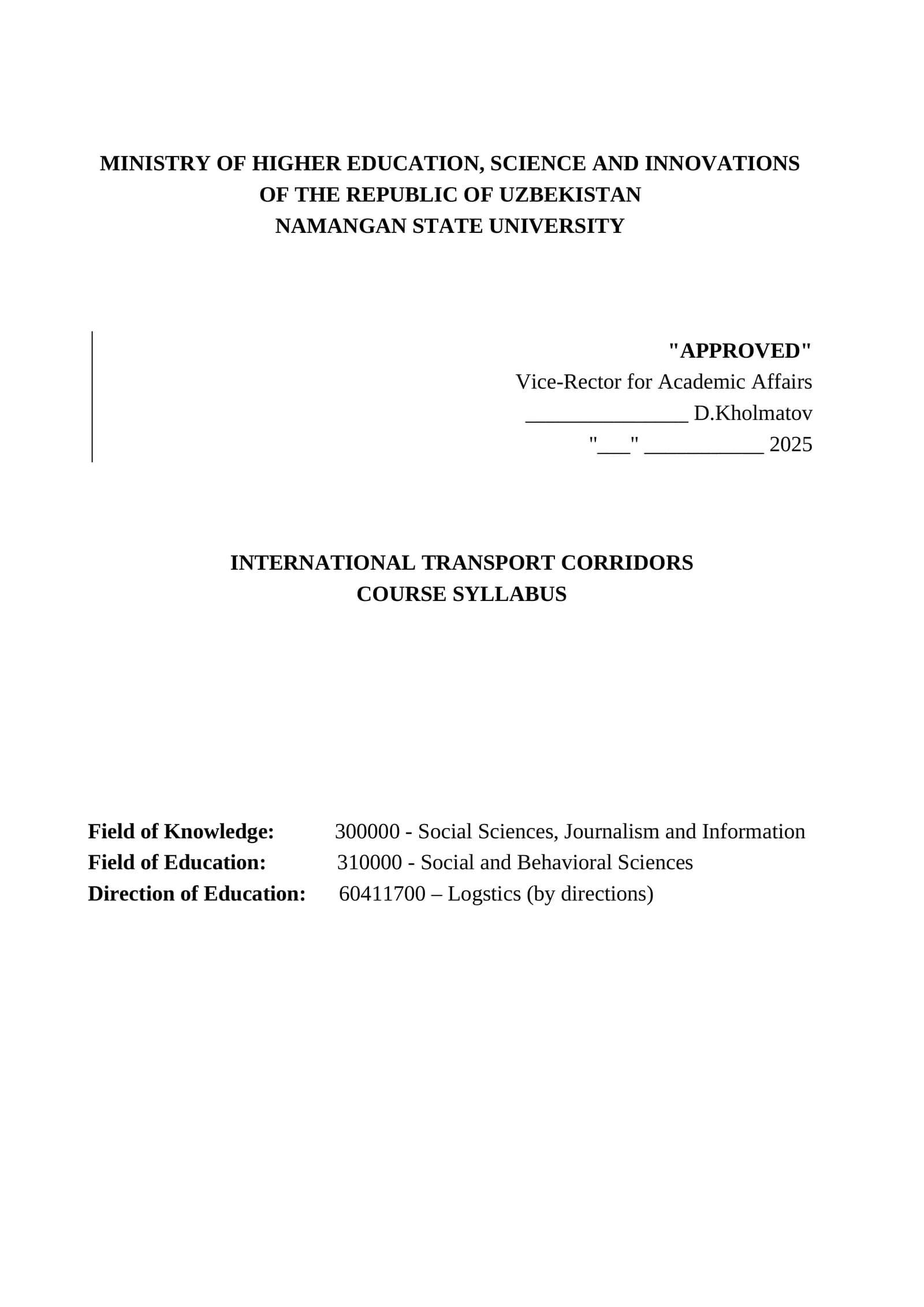 International Transport Corridors Course