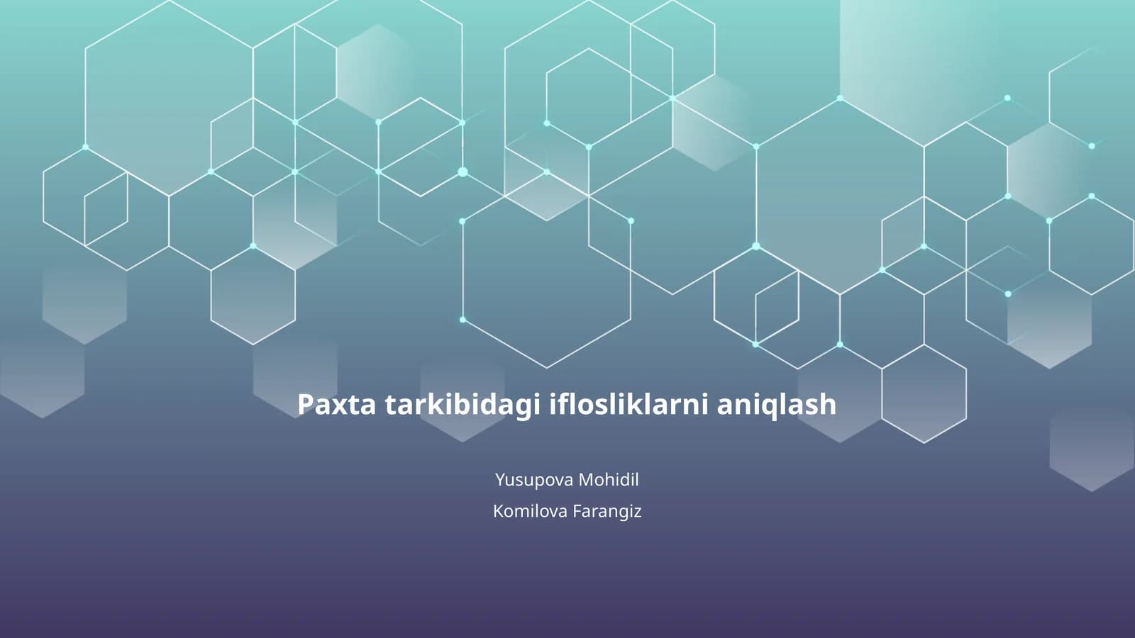Paxta tarkibidagi iflosliklarni aniqlash