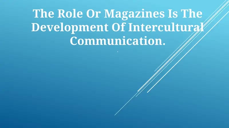 Magazines and Intercultural Communication
