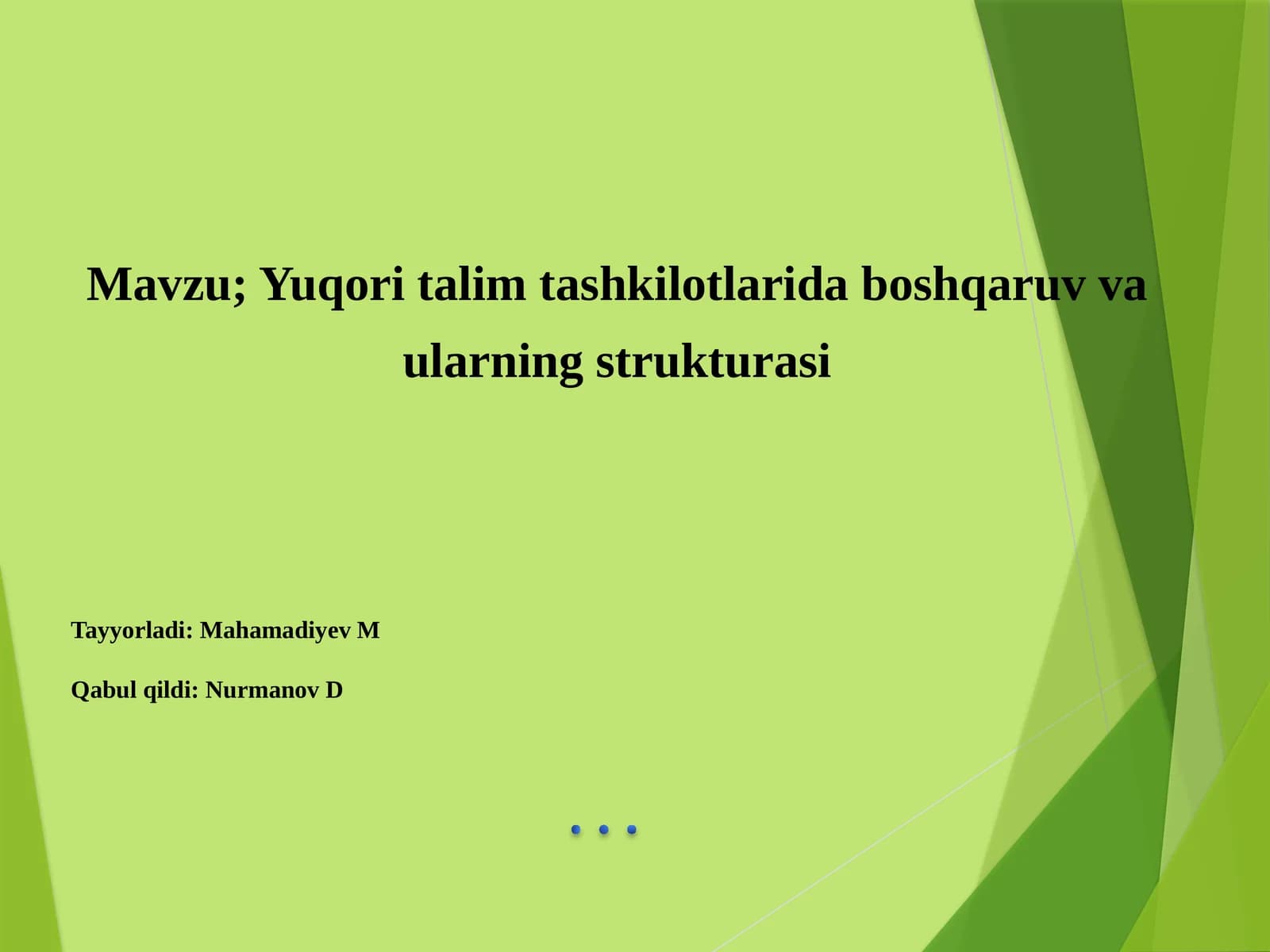 Yuqorita'lim tashkilotlari daboshqaruv vaularning strukturasi