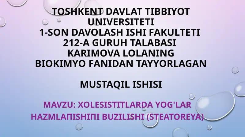 yog'lar hazmlanishi